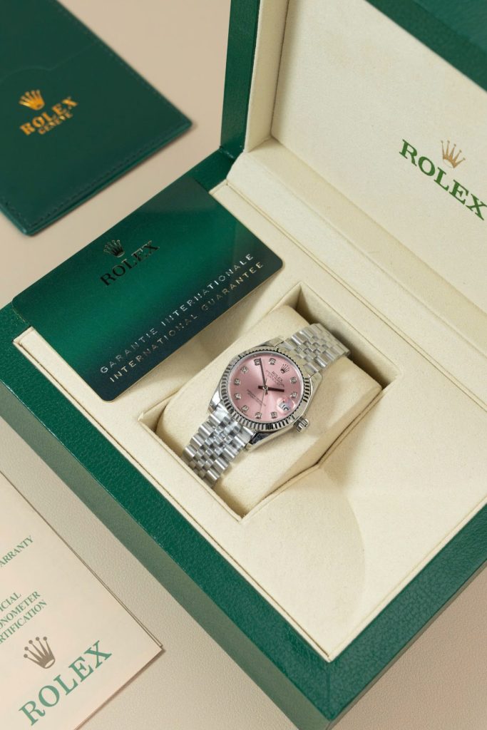 Đồng Hồ Rolex DateJust Lady Replica 11 Mặt Hồng Cọc Số Đính Đá 31mm (2)
