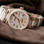 Đồng Hồ Rolex Day-Date 128395TBR Chế Tác Bọc Vàng Thật Đính Full Kim Cương Moissanite 36mm (1)