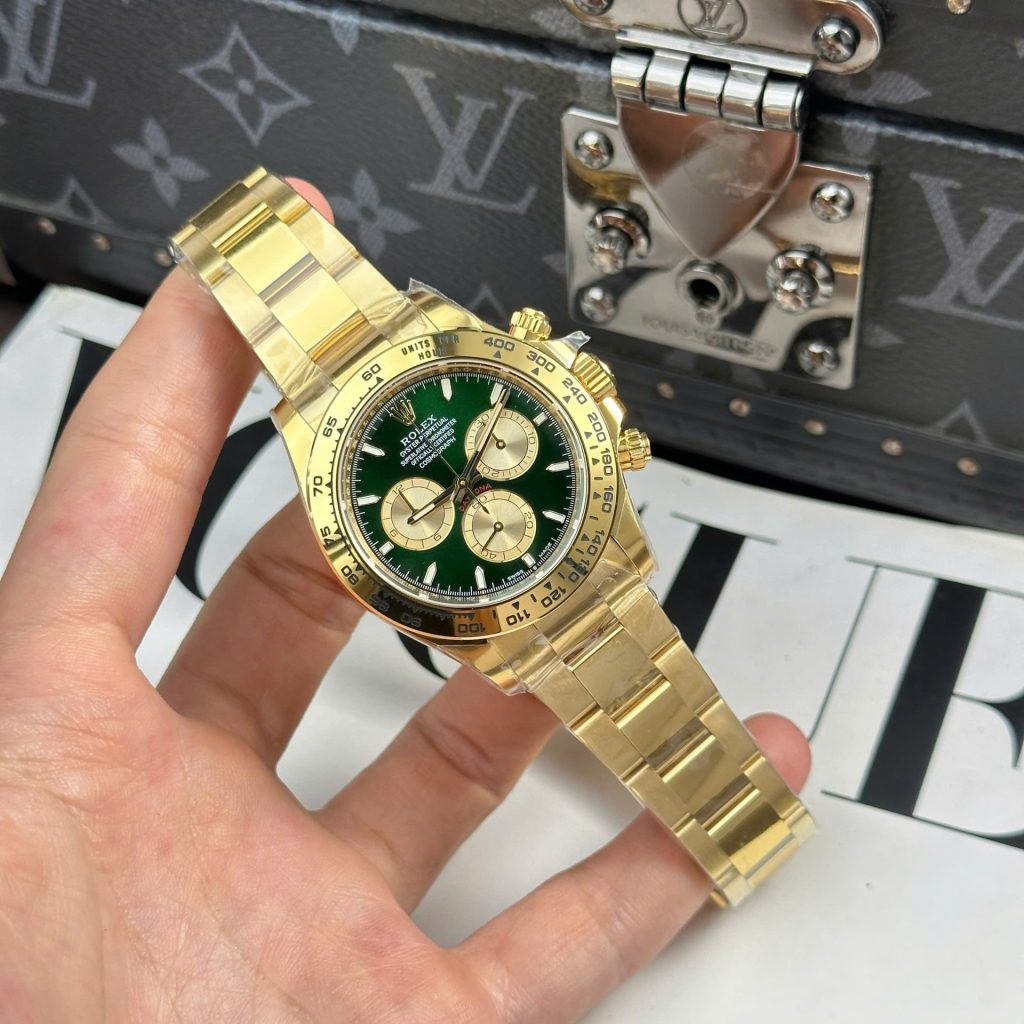 Đồng Hồ Rolex Daytona 126508 Mặt Xanh Green Chế Tác Mạ Vàng Xưởng THB 40mm (2)
