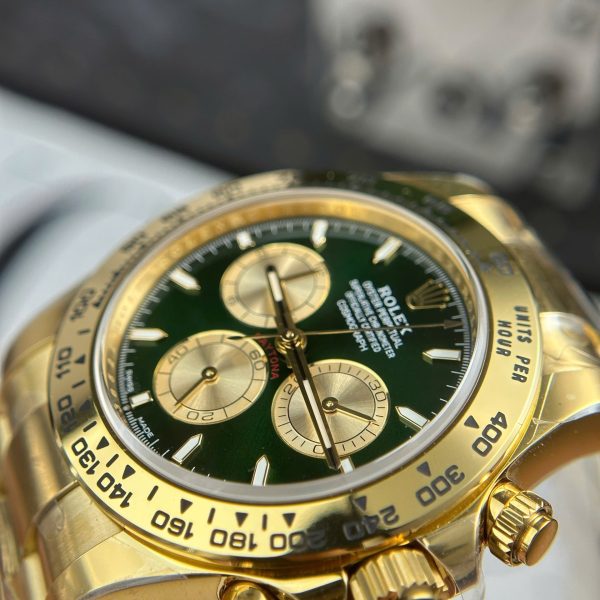 Đồng Hồ Rolex Daytona 126508 Mặt Xanh Green Chế Tác Mạ Vàng Xưởng THB 40mm (2)