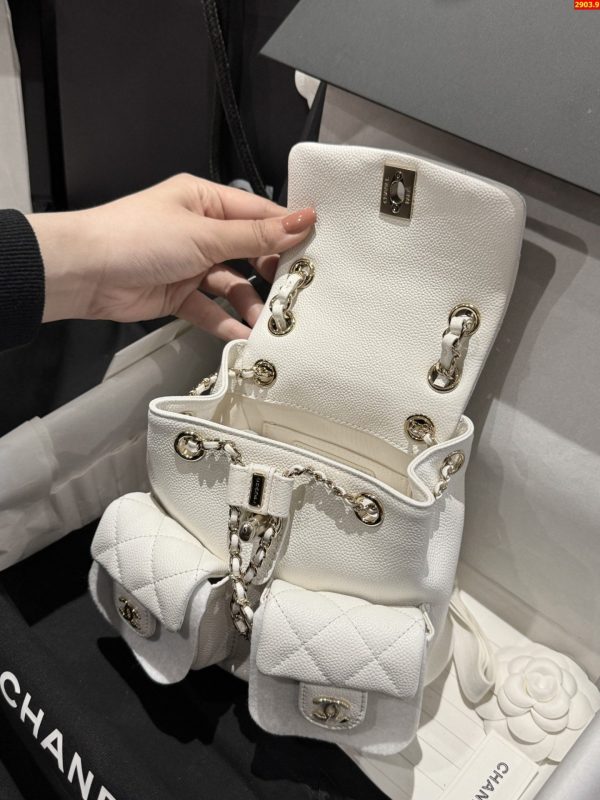 Balo Nữ Chanel Duma Mini Màu Trắng Like Auth 17.5x16 (2)