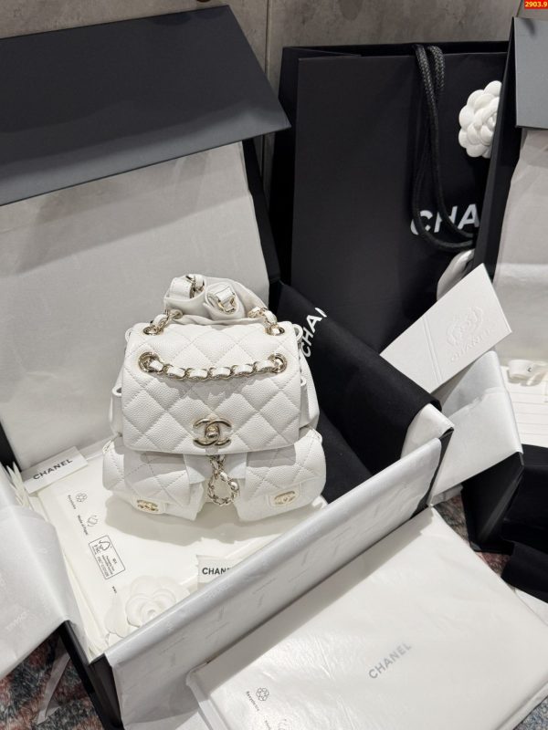 Balo Nữ Chanel Duma Mini Màu Trắng Like Auth 17.5x16 (2)