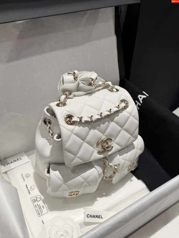 Balo Nữ Chanel Duma Mini Màu Trắng Like Auth 17.5x16 (2)