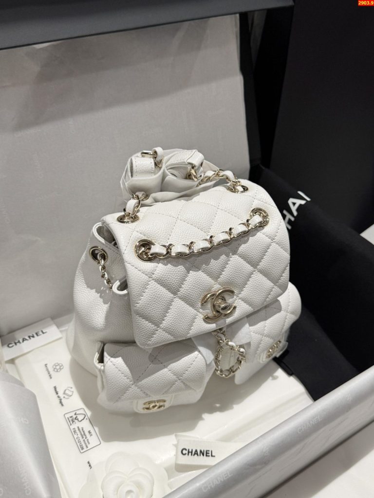 Balo Nữ Chanel Duma Mini Màu Trắng Like Auth 17.5x16 (2)