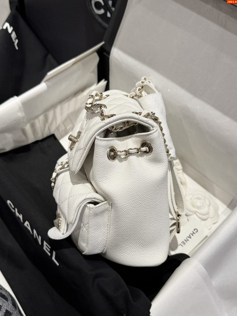 Balo Nữ Chanel Duma Mini Màu Trắng Like Auth 17.5x16 (2)