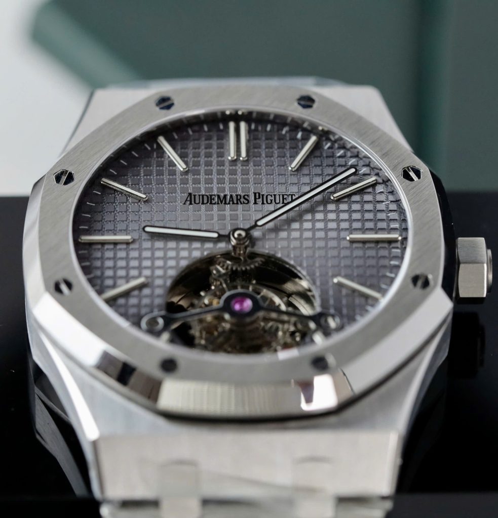 Đồng Hồ Audemars Piguet Chế Tác Royal Oak Tourbillon Mặt Xám Dây Kim Loại 41mm (2)