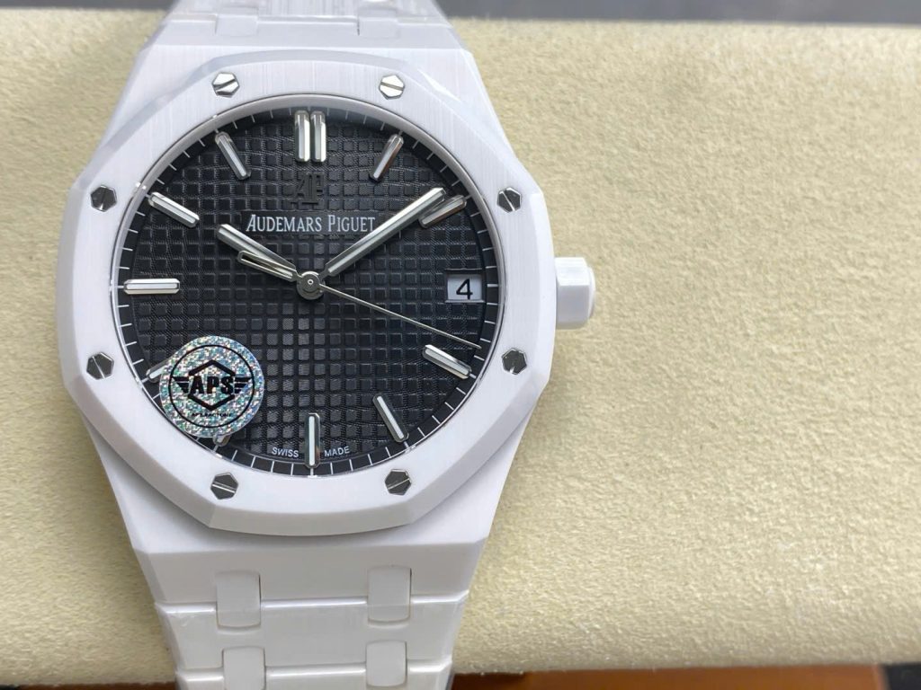 Đồng Hồ Audemars Piguet Royal Oak 15500 Chế Tác Gốm Trắng Mặt Đen Xưởng APS 41mm (1)