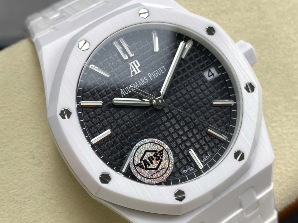Đồng Hồ Audemars Piguet Royal Oak 15500 Chế Tác Gốm Trắng Mặt Đen Xưởng APS 41mm (1)