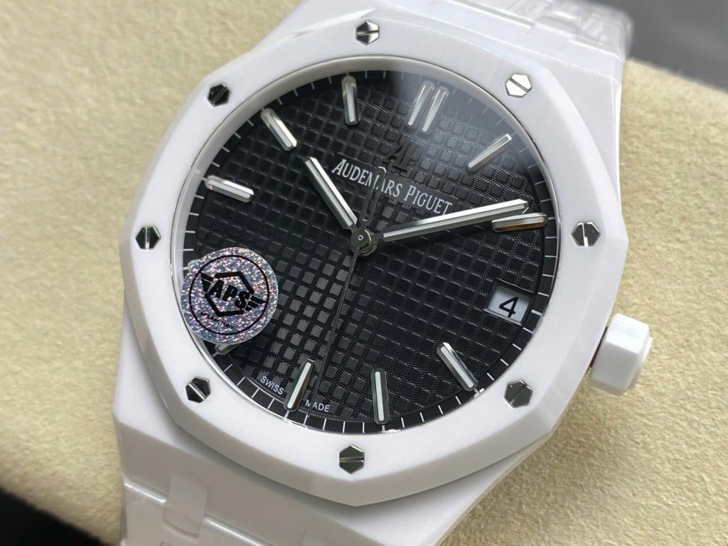 Đồng Hồ Audemars Piguet Royal Oak 15500 Chế Tác Gốm Trắng Mặt Đen Xưởng APS 41mm (1)