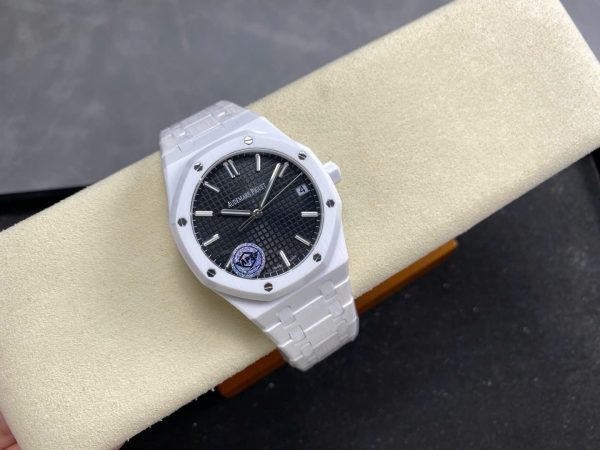 Đồng Hồ Audemars Piguet Royal Oak 15500 Chế Tác Gốm Trắng Mặt Đen Xưởng APS 41mm (1)