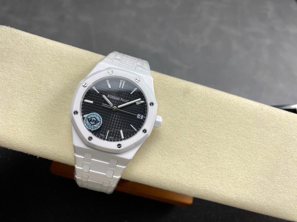 Đồng Hồ Audemars Piguet Royal Oak 15500 Chế Tác Gốm Trắng Mặt Đen Xưởng APS 41mm (1)