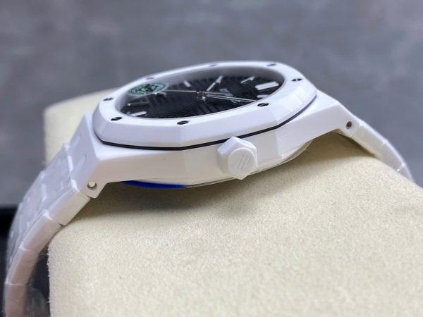 Đồng Hồ Audemars Piguet Royal Oak 15500 Chế Tác Gốm Trắng Mặt Đen Xưởng APS 41mm (1)