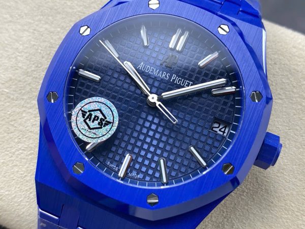 Đồng Hồ Audemars Piguet Royal Oak 15500 Gốm Xanh Replica 11 Nhà Máy APS 41mm (9)