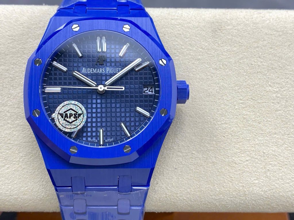 Đồng Hồ Audemars Piguet Royal Oak 15500 Gốm Xanh Replica 11 Nhà Máy APS 41mm (9)