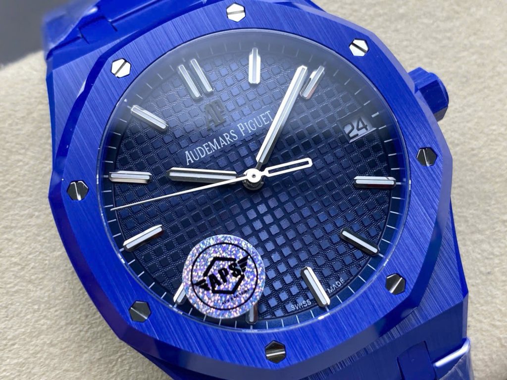 Đồng Hồ Audemars Piguet Royal Oak 15500 Gốm Xanh Replica 11 Nhà Máy APS 41mm (9)