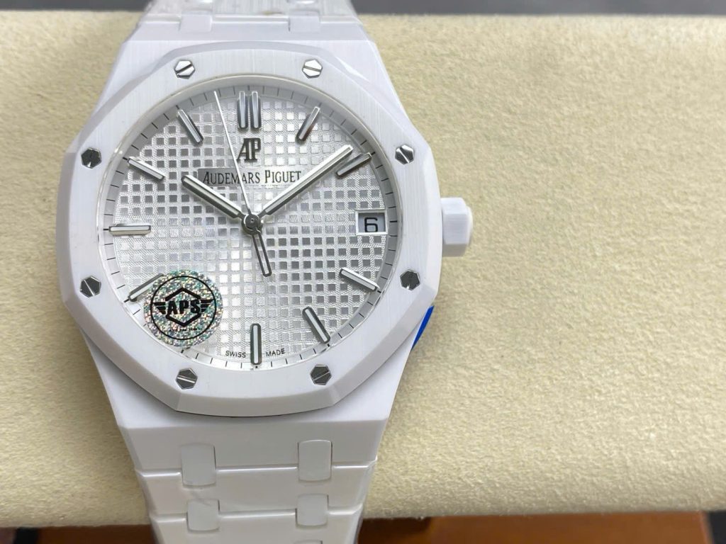 Đồng Hồ Audemars Piguet Royal Oak 15500 Replica Cao Cấp Gốm Trắng Xưởng APS 41mm (1)