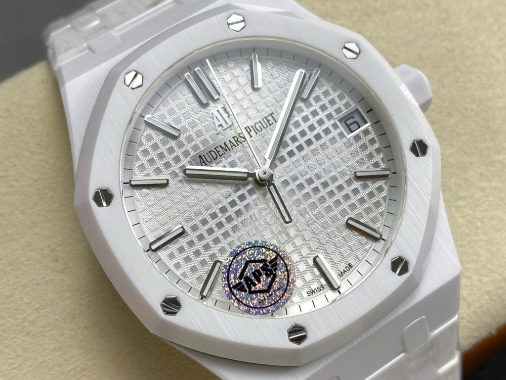 Đồng Hồ Audemars Piguet Royal Oak 15500 Replica Cao Cấp Gốm Trắng Xưởng APS 41mm (1)