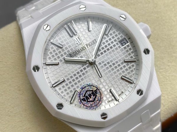 Đồng Hồ Audemars Piguet Royal Oak 15500 Replica Cao Cấp Gốm Trắng Xưởng APS 41mm (1)