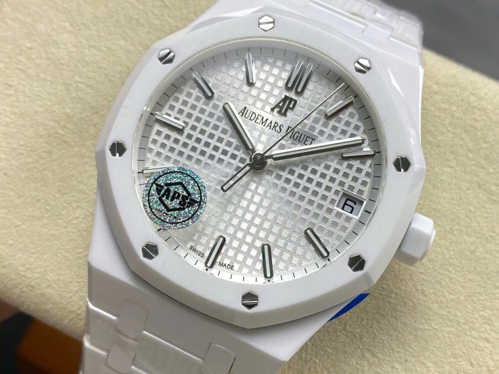 Đồng Hồ Audemars Piguet Royal Oak 15500 Replica Cao Cấp Gốm Trắng Xưởng APS 41mm (1)