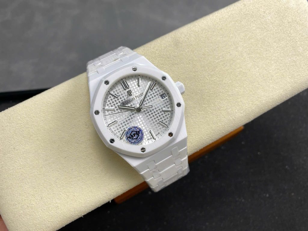 Đồng Hồ Audemars Piguet Royal Oak 15500 Replica Cao Cấp Gốm Trắng Xưởng APS 41mm (1)
