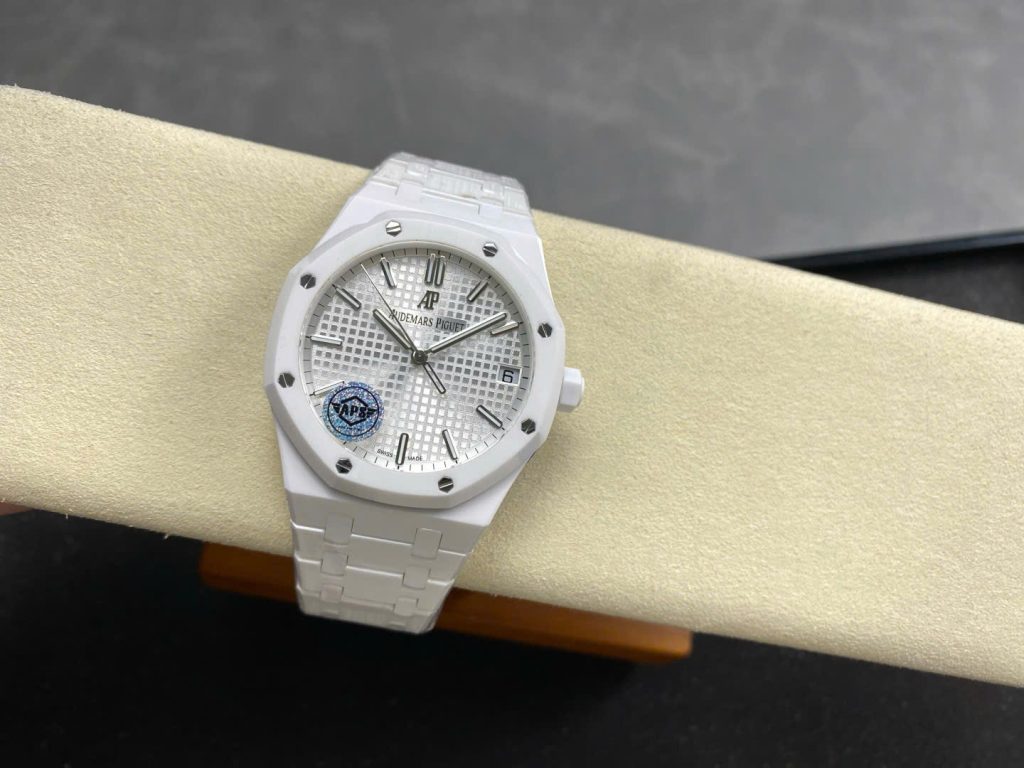 Đồng Hồ Audemars Piguet Royal Oak 15500 Replica Cao Cấp Gốm Trắng Xưởng APS 41mm (1)