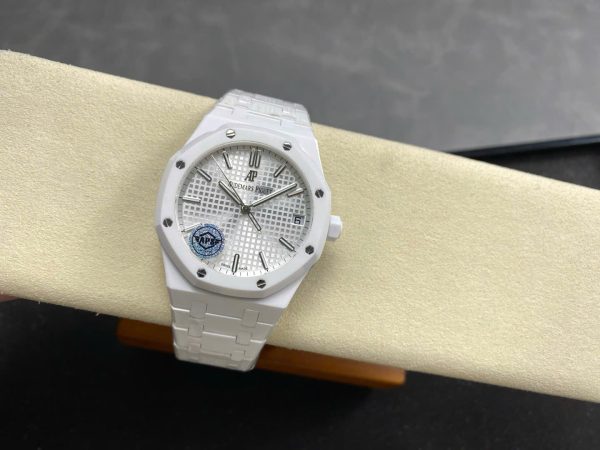Đồng Hồ Audemars Piguet Royal Oak 15500 Replica Cao Cấp Gốm Trắng Xưởng APS 41mm (1)