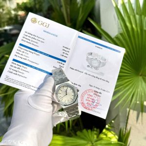 Đồng Hồ Audemars Piguet Royal Oak Nữ Chế Tác Mặt Trắng Đính Kim Cương Moissanite 34mm (2)