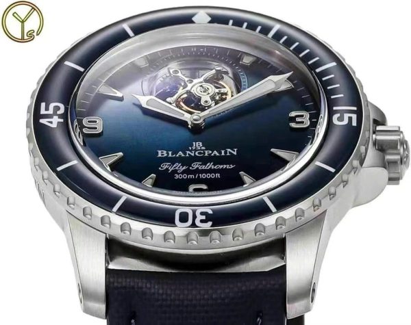 Đồng Hồ Blancpain Fifty Fathoms Tourbillon 8 Jours Màu Xanh Dương Rep 11 YSF 45mm (2)