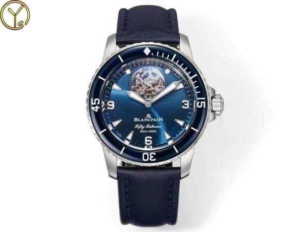 Đồng Hồ Blancpain Fifty Fathoms Tourbillon 8 Jours Màu Xanh Dương Rep 11 YSF 45mm (2)