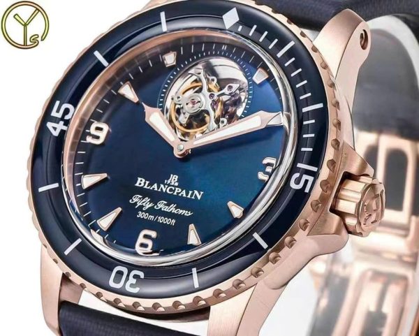 Đồng Hồ Blancpain Fifty Fathoms Tourbillon 8 Jours Màu Xanh Dương Replica Xưởng YS 45mm (7)