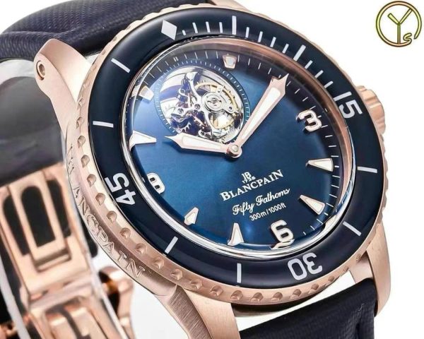 Đồng Hồ Blancpain Fifty Fathoms Tourbillon 8 Jours Màu Xanh Dương Replica Xưởng YS 45mm (7)