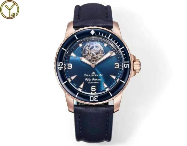 Đồng Hồ Blancpain Fifty Fathoms Tourbillon 8 Jours Màu Xanh Dương Replica Xưởng YS 45mm (7)