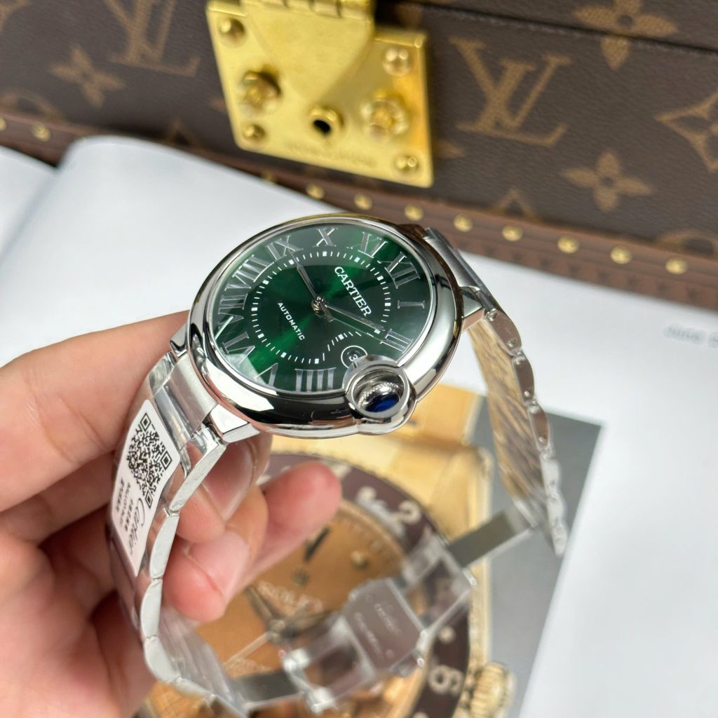 Đồng Hồ Cartier Ballon Bleu Chế Tác Mặt Xanh Lá Cây Dây Kim Loại Xưởng AF 40mm (2)