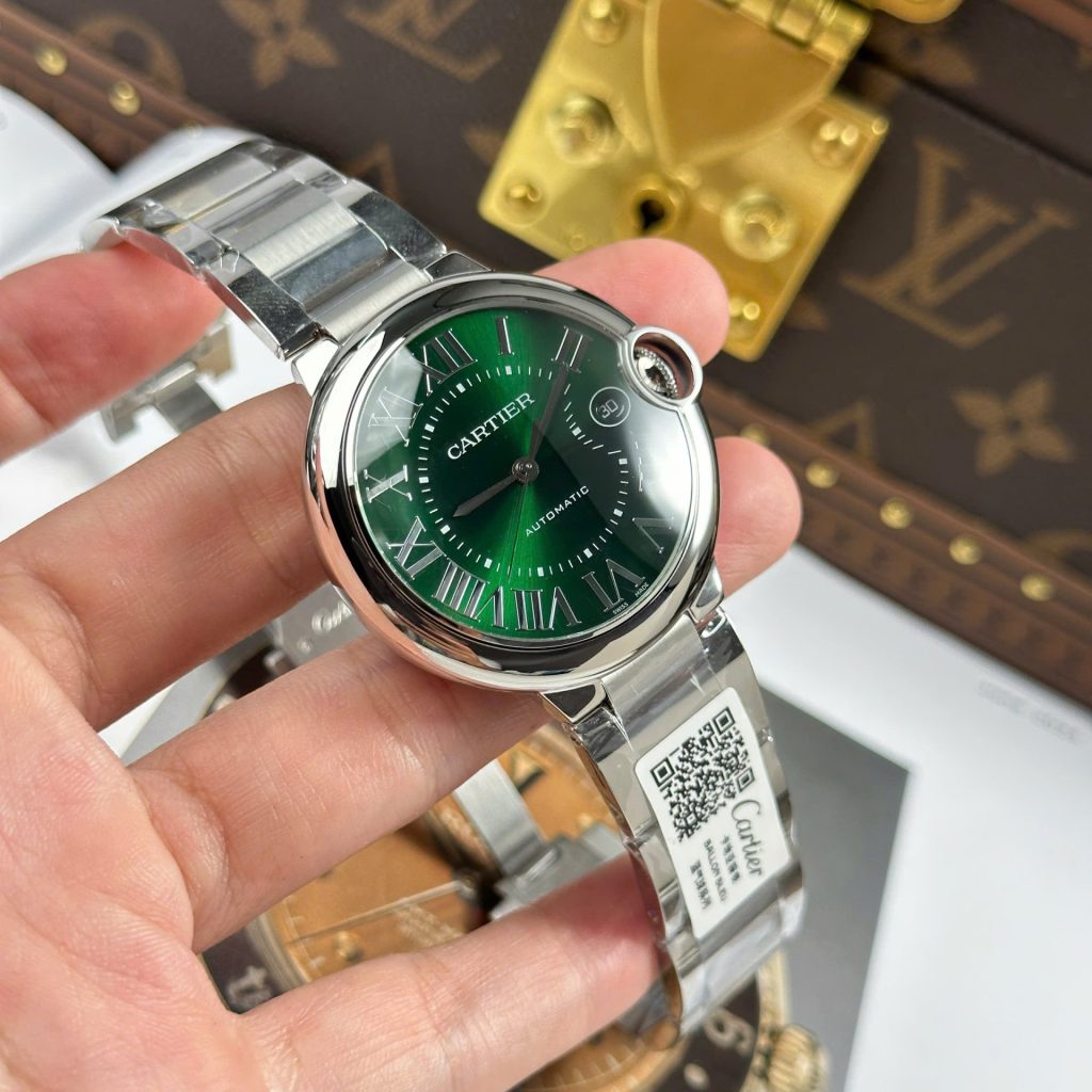 Đồng Hồ Cartier Ballon Bleu Chế Tác Mặt Xanh Lá Cây Dây Kim Loại Xưởng AF 40mm (2)