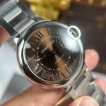 Đồng Hồ Cartier Ballon Bleu Rep Cao Cấp Mặt Nâu Dây Kim Loại Xưởng AF 40mm (2)