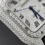Đồng Hồ Cartier Santos Nữ Chế Tác Đính Full Kim Cương Moissanite Dây Da 35mm (2)