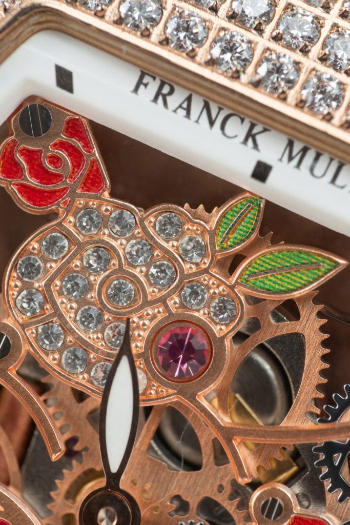 Đồng Hồ Franck Muller Replica 11 Vanguard V32 Skeleton Mặt Hoa Màu Đỏ 36mm (2)