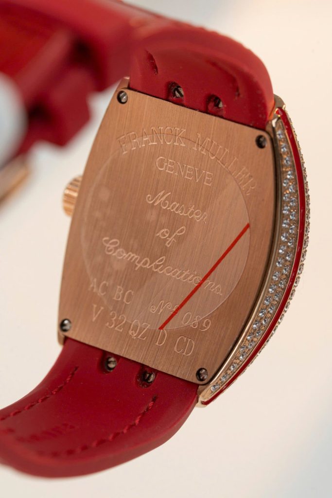 Đồng Hồ Franck Muller Replica 11 Vanguard V32 Skeleton Mặt Hoa Màu Đỏ 36mm (2)