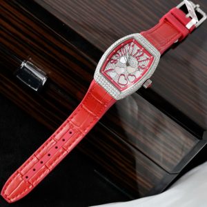 Đồng Hồ Franck Muller V32 Vanguard Lady Heart Màu Đỏ Chế Tác Full Kim Cương Moissanite 36mm (2)