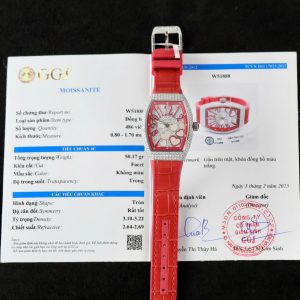 Đồng Hồ Franck Muller V32 Vanguard Lady Heart Màu Đỏ Chế Tác Full Kim Cương Moissanite 36mm (2)