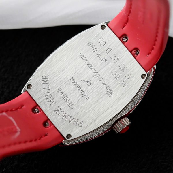 Đồng Hồ Franck Muller V32 Vanguard Lady Heart Màu Đỏ Chế Tác Full Kim Cương Moissanite 36mm (2)