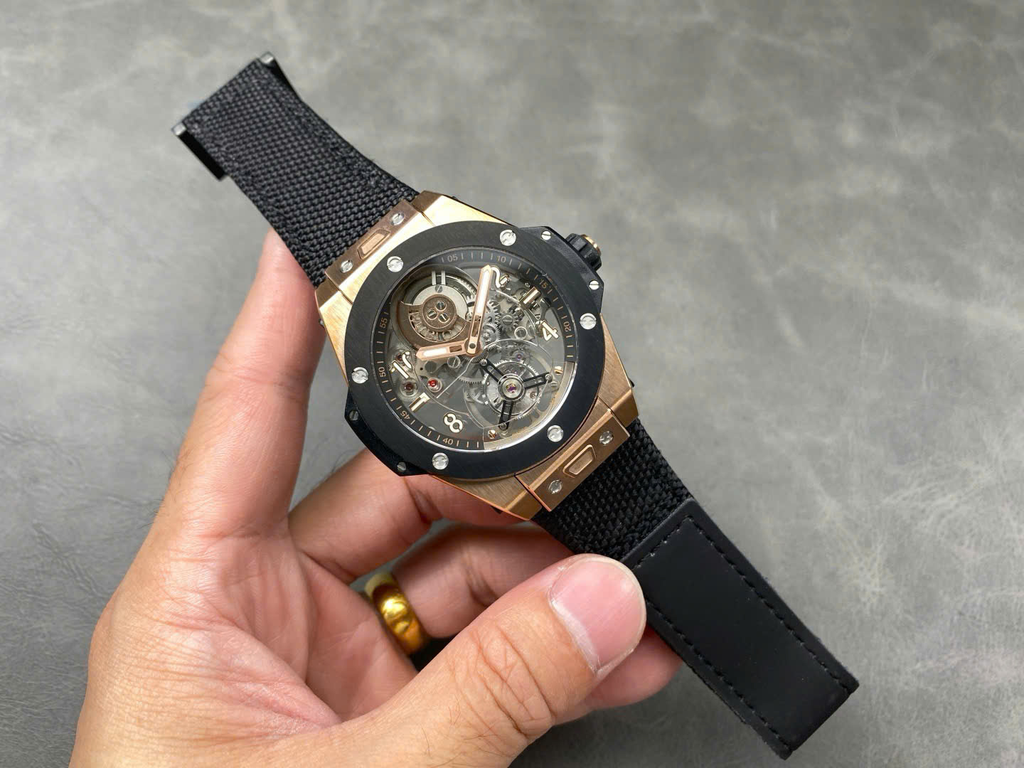 Đồng Hồ Hublot Big Bang Tourbillon Cơ Lộ Máy Skeleton Replica Cao Cấp 45mm (6)