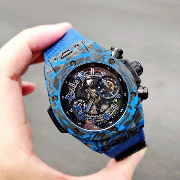 Đồng Hồ Hublot Big Bang Unico Blue Carbon Replica Cao Cấp Nhất 45mm (9)