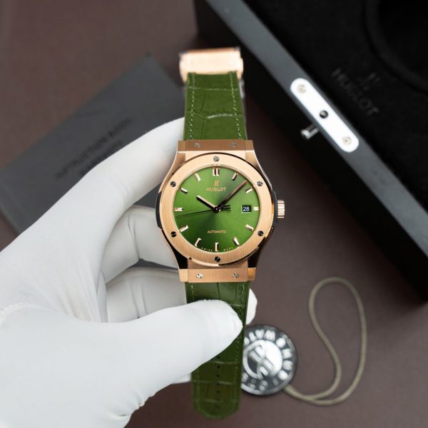 Đồng Hồ Hublot Classic Fusion King Gold Chế Tác Màu Xanh Lá Cây Máy SW300 Thuỵ Sỹ 42mm (2)