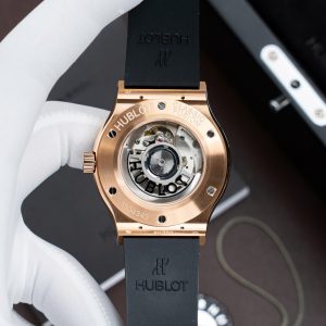 Đồng Hồ Hublot Classic Fusion King Gold Mặt Đen Replica 11 Máy SW300 Dây Cao Su 42mm (2)