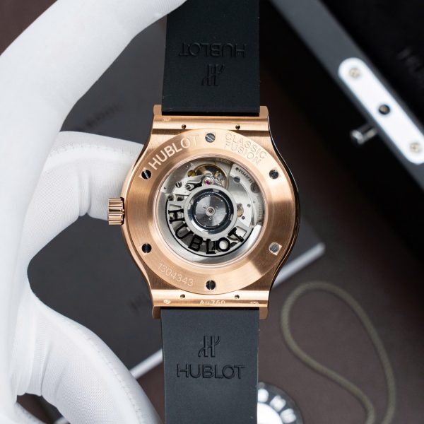 Đồng Hồ Hublot Classic Fusion King Gold Mặt Đen Replica 11 Máy SW300 Dây Cao Su 42mm (2)