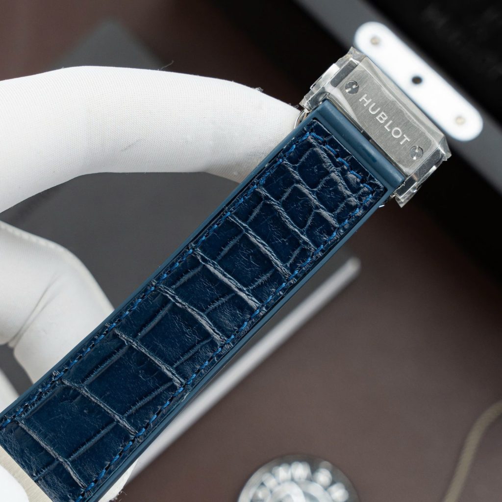 Đồng Hồ Hublot Classic Fusion Titanium Màu Xanh Blue Rep 11 Máy SW300 Dây Da Cá Sấu 42mm (2)