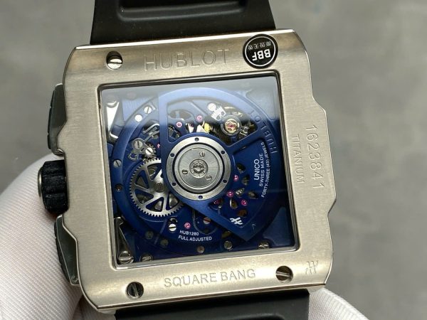 Đồng Hồ Hublot Nam Rep 11 Square Bang Unico Titanium Màu Xanh Dương Xưởng BBF 42mm (1)