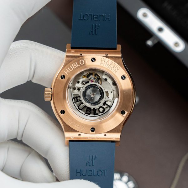 Đồng Hồ Hublot Rep 11 Classic Fusion King Gold Màu Xanh Dương Máy SW300 Thuỵ Sỹ Dây Cao Su 42mm (2)