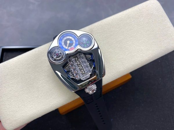 Đồng Hồ Jaboc & Co Bugatti Replica Cao Cấp Dây Cao Su Màu Đen 52x48mm